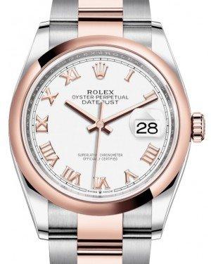 Rolex Datejust 36 Rose Gold/Steel White Roman Dial & Domed Bezel Oyster Bracelet 126201