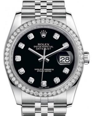 Rolex Datejust 36 White Gold/Steel Black Diamond Dial & Diamond Bezel Jubilee Bracelet 116244