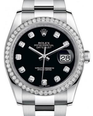 Rolex Datejust 36 White Gold/Steel Black Diamond Dial & Diamond Bezel Oyster Bracelet 116244