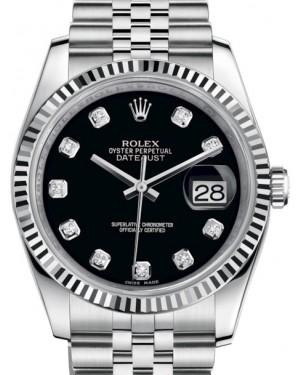 Rolex Datejust 36 White Gold/Steel Black Diamond Dial & Fluted Bezel Jubilee Bracelet 116234