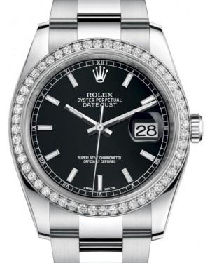 Rolex Datejust 36 White Gold/Steel Black Index Dial & Diamond Bezel Oyster Bracelet 116244