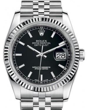 Rolex Datejust 36 White Gold/Steel Black Index Dial & Fluted Bezel Jubilee Bracelet 116234