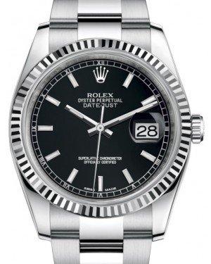 Rolex Datejust 36 White Gold/Steel Black Index Dial & Fluted Bezel Oyster Bracelet 116234