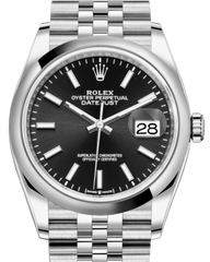 Rolex Datejust 36MM Stainless Steel Black Index Dial & Smooth Domed Bezel Jubilee Bracelet 126200 - NEW