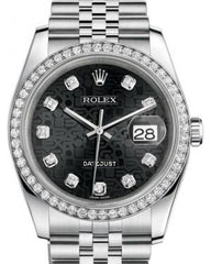 Rolex Datejust 36 White Gold/Steel Black Jubilee Diamond Dial & Diamond Bezel Jubilee Bracelet 116244