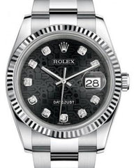Rolex Datejust 36 White Gold/Steel Black Jubilee Diamond Dial & Fluted Bezel Oyster Bracelet 116234