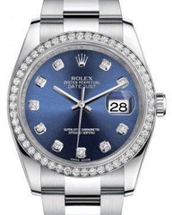 Rolex Datejust 36 White Gold/Steel Blue Diamond Dial & Diamond Bezel Oyster Bracelet 116244