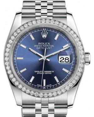 Rolex Datejust 36 White Gold/Steel Blue Index Dial & Diamond Bezel Jubilee Bracelet 116244