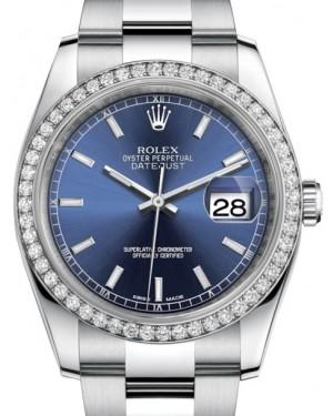 Rolex Datejust 36 White Gold/Steel Blue Index Dial & Diamond Bezel Oyster Bracelet 116244