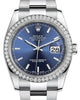 Rolex Datejust 36 White Gold/Steel Blue Index Dial & Diamond Bezel Oyster Bracelet 116244