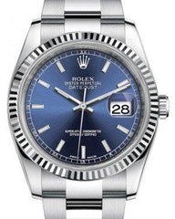 Rolex Datejust 36 White Gold/Steel Blue Index Dial & Fluted Bezel Oyster Bracelet 116234