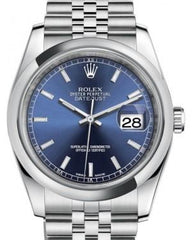 Rolex Datejust 36 Stainless Steel Blue Index Dial & Smooth Domed Bezel Jubilee Bracelet 116200