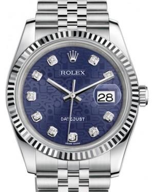 Rolex Datejust 36 White Gold/Steel Blue Jubilee Diamond Dial & Fluted Bezel Jubilee Bracelet 116234