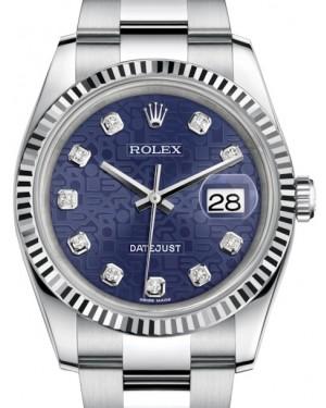 Rolex Datejust 36 White Gold/Steel Blue Juibilee Diamond Dial & Fluted Bezel Oyster Bracelet 116234