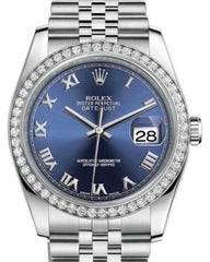 Rolex Datejust 36 White Gold/Steel Blue Roman Dial & Diamond Bezel Jubilee Bracelet 116244
