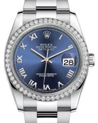 Rolex Datejust 36 White Gold/Steel Blue Roman Dial & Diamond Bezel Oyster Bracelet 116244