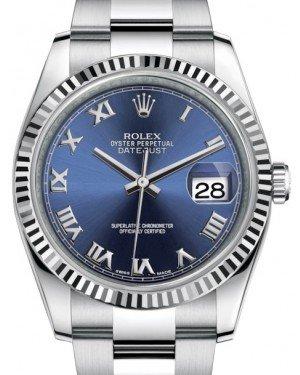 Rolex Datejust 36 White Gold/Steel Blue Roman Dial & Fluted Bezel Oyster Bracelet 116234