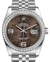 Rolex Datejust 36 White Gold/Steel Bronze Floral Motif Arabic Dial & Diamond Bezel Jubilee Bracelet 116244