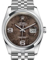Rolex Datejust 36 Stainless Steel Bronze Floral Motif Arabic Dial & Smooth Domed Bezel Jubilee Bracelet 116200