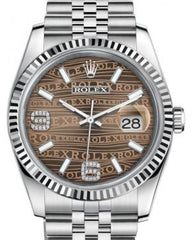 Rolex Datejust 36 White Gold/Steel Bronze Waves Diamond Dial & Fluted Bezel Jubilee Bracelet 116234