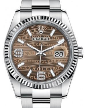 Rolex Datejust 36 White Gold/Steel Bronze Waves Diamond Dial & Fluted Bezel Oyster Bracelet 116234