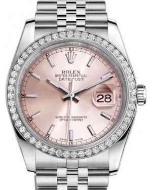 Rolex Datejust 36 White Gold/Steel Pink Index Dial & Diamond Bezel Jubilee Bracelet 116244