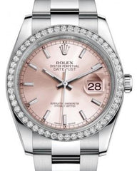 Rolex Datejust 36 White Gold/Steel Pink Index Dial & Diamond Bezel Oyster Bracelet 116244