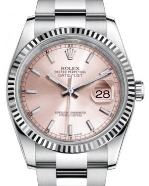 Rolex Datejust 36 White Gold/Steel Pink Index Dial & Fluted Bezel Oyster Bracelet 116234