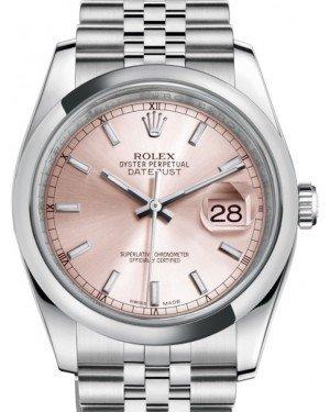 Rolex Datejust 36 Stainless Steel Pink Index Dial & Smooth Domed Bezel Jubilee Bracelet 116200