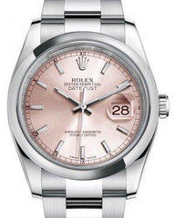 Rolex Datejust 36 Stainless Steel Pink Index Dial & Smooth Domed Bezel Oyster Bracelet 116200