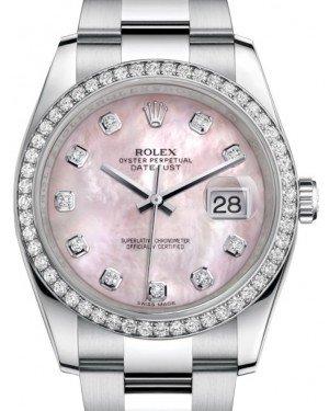Rolex Datejust 36 White Gold/Steel Pink Mother of Pearl Diamond Dial & Diamond Bezel Oyster Bracelet 116244