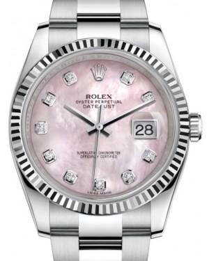 Rolex Datejust 36 White Gold/Steel Pink Mother of Pearl Diamond Dial & Fluted Bezel Oyster Bracelet 116234