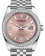 Rolex Datejust 36 White Gold/Steel Pink Waves Diamond Dial & Diamond Bezel Jubilee Bracelet 116244