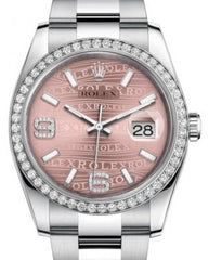 Rolex Datejust 36 White Gold/Steel Pink Waves Diamond Dial & Diamond Bezel Oyster Bracelet 116244