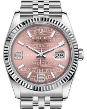 Rolex Datejust 36 White Gold/Steel Pink Waves Diamond Dial & Fluted Bezel Jubilee Bracelet 116234