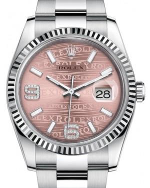 Rolex Datejust 36 White Gold/Steel Pink Waves Diamond Dial & Fluted Bezel Oyster Bracelet 116234