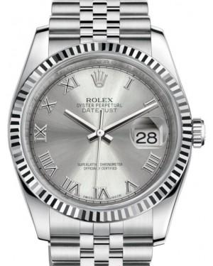 Rolex Datejust 36 White Gold/Steel Rhodium Roman Dial & Fluted Bezel Jubilee Bracelet 116234