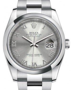 Rolex Datejust 36 Stainless Steel Rhodium Roman Dial & Smooth Domed Bezel Oyster Bracelet 116200