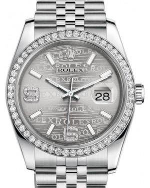 Rolex Datejust 36 White Gold/Steel Rhodium Waves Diamond Dial & Diamond Bezel Jubilee Bracelet 116244