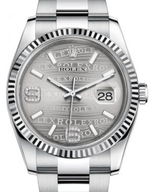Rolex Datejust 36 White Gold/Steel Rhodium Waves Diamond Dial & Fluted Bezel Oyster Bracelet 116234