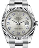 Rolex Datejust 36 White Gold/Steel Silver Deco Diagonal Motif Arabic Dial & Fluted Bezel Oyster Bracelet 116234