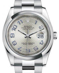 Rolex Datejust 36 Stainless Steel Silver Diagonal Motif Arabic Dial & Smooth Domed Bezel Oyster Bracelet 116200