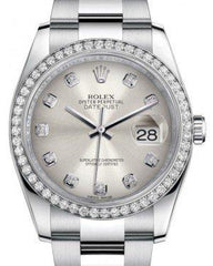 Rolex Datejust 36 White Gold/Steel Silver Diamond Dial & Diamond Bezel Oyster Bracelet 116244