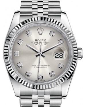 Rolex Datejust 36 White Gold/Steel Silver Diamond Dial & Fluted Bezel Jubilee Bracelet 116234