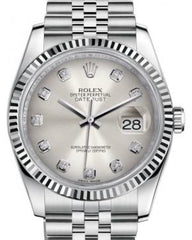 Rolex Datejust 36 White Gold/Steel Silver Diamond Dial & Fluted Bezel Jubilee Bracelet 116234