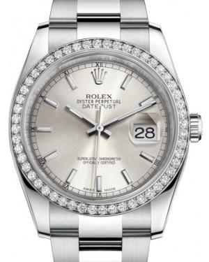 Rolex Datejust 36 White Gold/Steel Silver Index Dial & Diamond Bezel Oyster Bracelet 116244