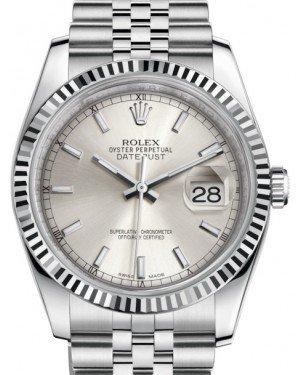 Rolex Datejust 36 White Gold/Steel Silver Index Dial & Fluted Bezel Jubilee Bracelet 116234