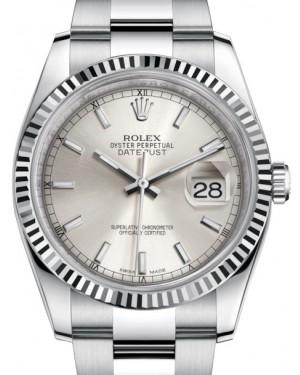 Rolex Datejust 36 White Gold/Steel Silver Index Dial & Fluted Bezel Oyster Bracelet 116234