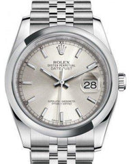 Rolex Datejust 36 Stainless Steel Silver Index Dial & Smooth Domed Bezel Jubilee Bracelet 116200