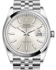 Rolex Datejust 36MM Stainless Steel Silver Index Dial & Smooth Domed Bezel Jubilee Bracelet 126200 - NEW